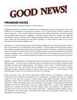 program notes - Goodspeed Musicals