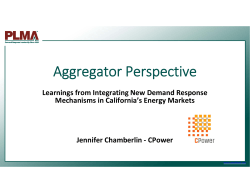 Aggregator Perspective - Peak Load Management Alliance