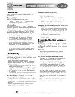 Orientation and Conferencing Plan Stage 5