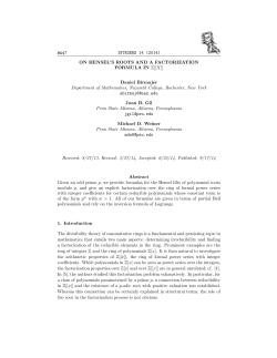 ON HENSEL`S ROOTS AND A FACTORIZATION FORMULA IN Z[[X]]