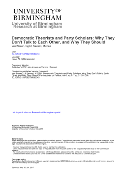 University of Birmingham Democratic Theorists and Party Scholars