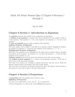 Math 101 Study Session Quiz 3 Chapter 6 Sections 1 through 4