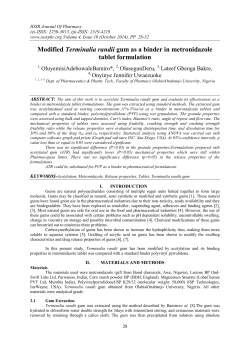 Modified Terminalia randii gum as a binder in metronidazole tablet