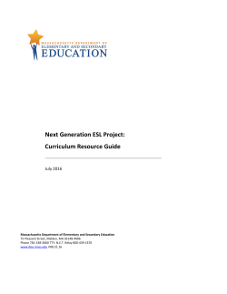 Next Generation ESL Curriculum Resource Guide