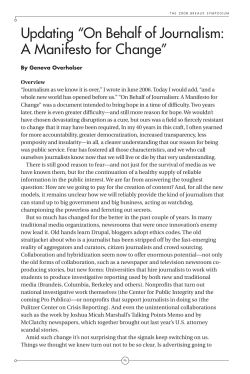 Updating &ldquo;On Behalf of Journalism: A Manifesto