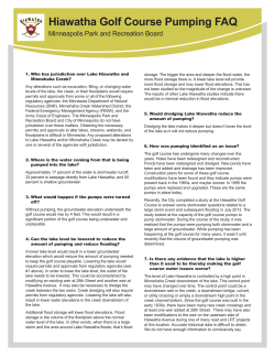 Hiawatha Golf Course Pumping FAQ