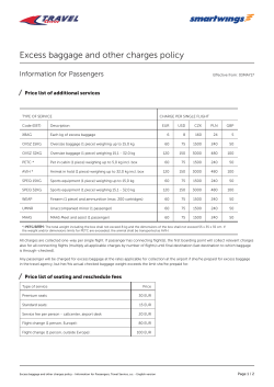 Excess baggage and other charges policy