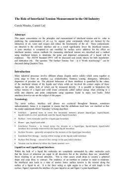 The Role of Interfacial Tension Measurement in the