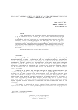 HUMAN CAPITAL DEVELOPMENT AND ITS IMPACT ON FIRM