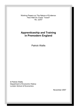 Apprenticeship and Training in Premodern England