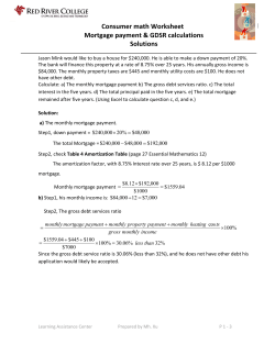 Consumer math Worksheet Mortgage payment