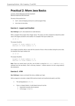 Practical 2: More Java Basics
