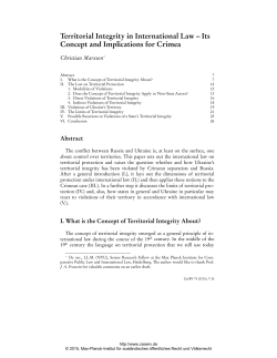 Territorial Integrity in International Law - Its Concept and
