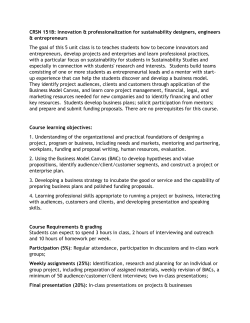CRSN 151B: Innovation, Entrepreneurship and Professionalization