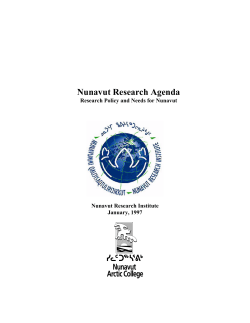 Nunavut Research Agenda - Nunavut Research Institute