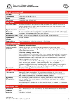 HASS Geography Year 5 Sample Assessment Task - K