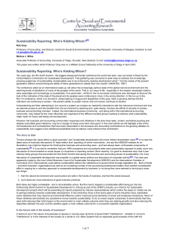 Sustainability Reporting: Who`s Kidding Whom?