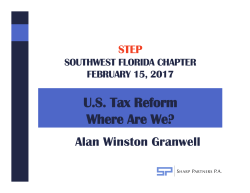 US Tax Reform Where Are We?