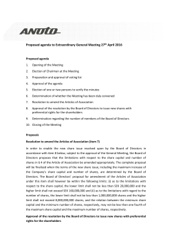 Proposed agenda to Extraordinary General Meeting 27 th