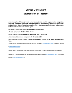 EOI - Cote d`Ivoire - Junior Consultant for Quality Assurance Division