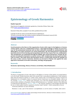 Epistemology of Greek Harmonics - Scientific Research Publishing