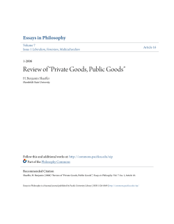 Review of &ldquo;Private Goods, Public Goods&rdquo;