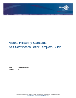 Alberta Reliability Standards Self-Certification Letter