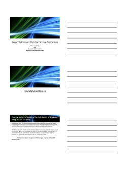 Laws That Impact Christian School Operations: Two Sessions