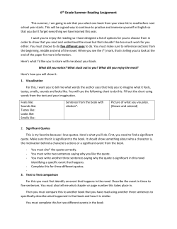 6th Grade Summer Reading Assignment