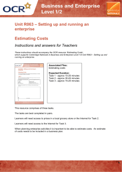 Unit R063 - Estimating costs