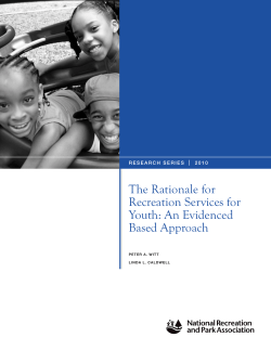 The Rationale for Recreation Services for Youth