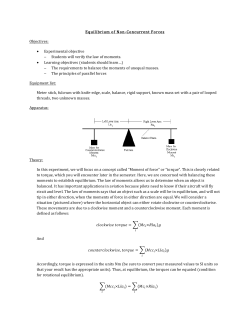 Equilibrium of Non-‐Concurrent Forces Objectives: &bull; Experimental