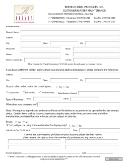 reeves floral products, inc. customer master maintenance