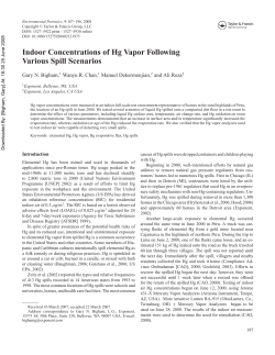 Indoor Concentrations of Hg Vapor Following Various Spill Scenarios