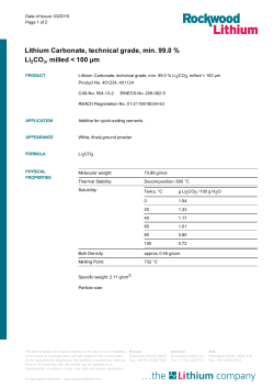 Lithium Carbonate, technical grade, min. 99.0 % Li2CO3, milled