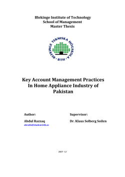 Key Account Management Practices In Home Appliance