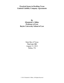 Practical Issues in Drafting Texas Limited Liability