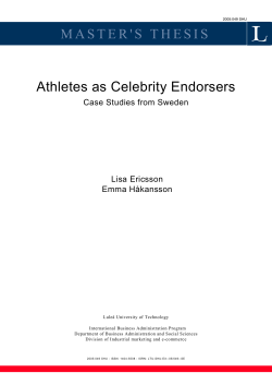 Athletes as Celebrity Endorsers - Case Studies from Sweden