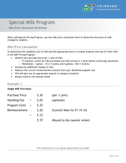 SMP Milk Price Calculation Worksheet