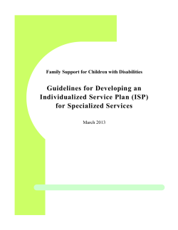 Guideline for Developing an Individualized Service Plan (ISP) for
