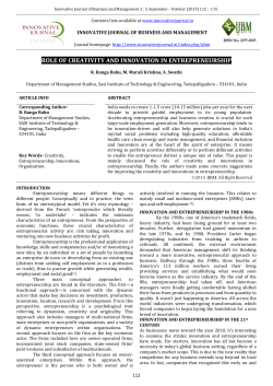 ROLE OF CREATIVITY AND INNOVATION IN ENTREPRENEURSHIP