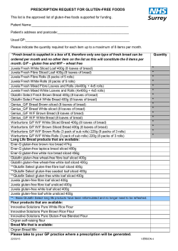 PRESCRIPTION REQUEST FOR GLUTEN-FREE