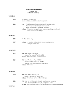 SCHEDULE OF ASSIGNMENTS ENGLISH 102 (subject to revision