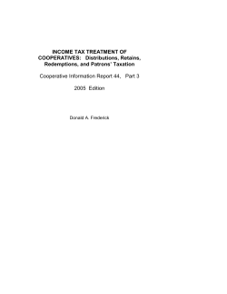 INCOME TAX TREATMENT OF COOPERATIVES: Distributions