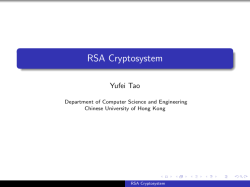 RSA Cryptosystem - Department of Computer Science and