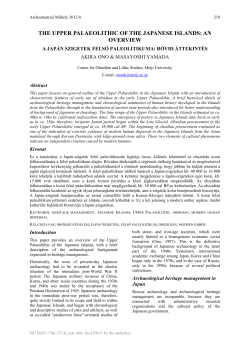 THE UPPER PALAEOLITHIC OF THE JAPANESE ISLANDS: AN