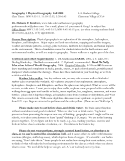 Geography 1 Physical Geography Syllabus