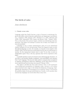 The birth of rules Jean Aitchison