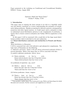 Paper presented at the workshop on Conditional and Unconditional