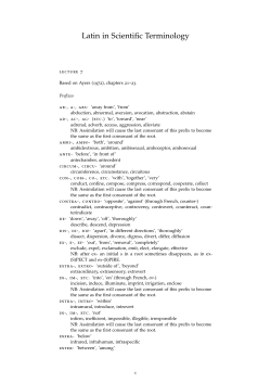 Latin in Scientific Terminology